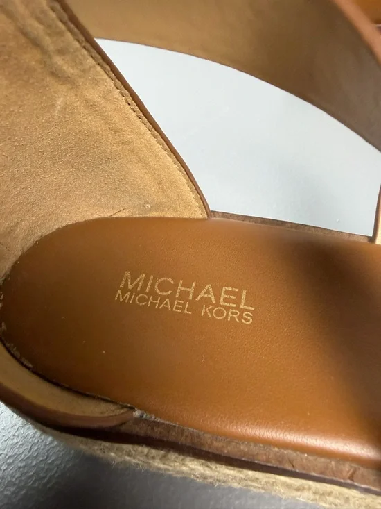 Michael Kors Lynn Espadrille Woven Platform Wide Strap Sandals Size Brown 8M - Picture 10 of 13